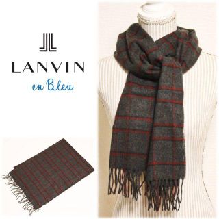 ランバンオンブルー(LANVIN en Bleu)の《ランバン オン ブルー》新品 マフラー チェック柄 男女兼用 防寒 プレゼント(マフラー)