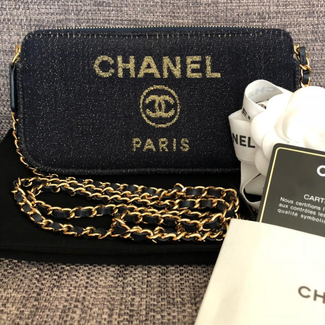 正規品 CHANEL チェーンウォレット ドーヴィル 新作 28番台 ネイビー ...