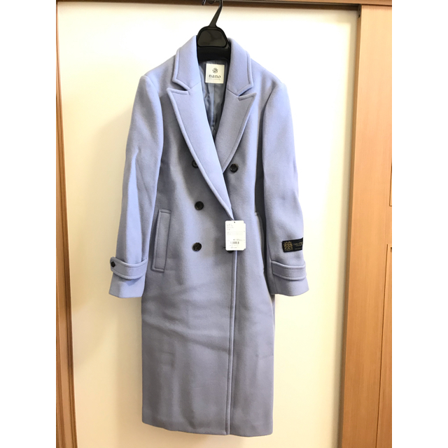 ナノユニバース BIBYE ダブルボタンベルトコート ネイビー