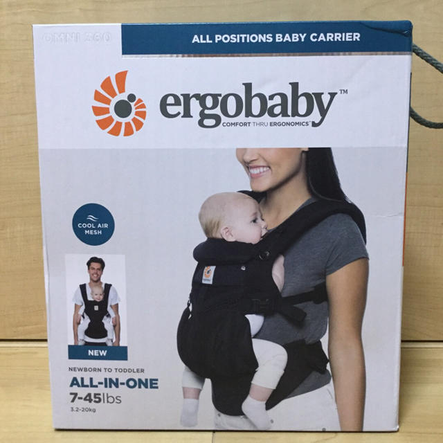 Ergobaby(エルゴベビー)の【新品11月購入】エルゴベビー オムニ 360 クールエア 黒 キッズ/ベビー/マタニティの外出/移動用品(抱っこひも/おんぶひも)の商品写真