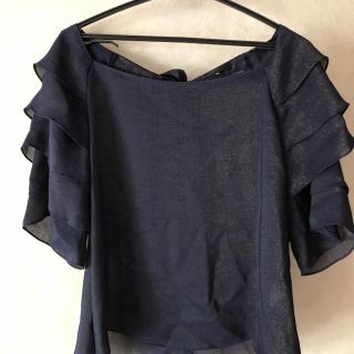 トプカピ(TOPKAPI)の【超美品】ネイビー♡袖フリル♡トップス ブラウス(シャツ/ブラウス(長袖/七分))