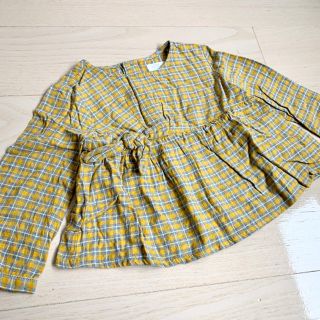 ザラ(ZARA)のZARA KIDS  マスタード　グレー　チェック  92cmワンピース(ワンピース)