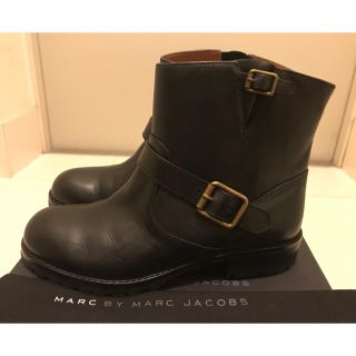 マークバイマークジェイコブス(MARC BY MARC JACOBS)のマークジェイコブス　エンジニアブーツ　38 黒　革　ショートブーツ　未使用(ブーツ)