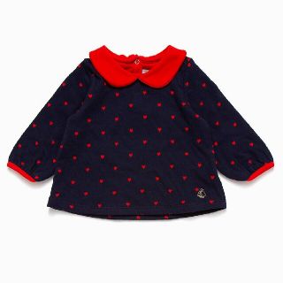 プチバトー(PETIT BATEAU)のプチバトー チュビック ハートモチーフブラウス 74cm(シャツ/カットソー)