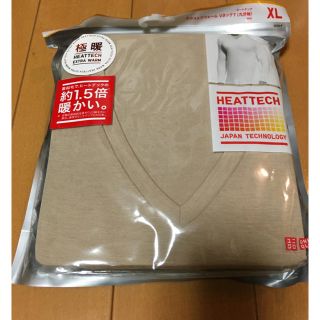 ユニクロ(UNIQLO)の新品　極暖ヒートテックVネックＴ　肌色ベージュXL 長袖(その他)