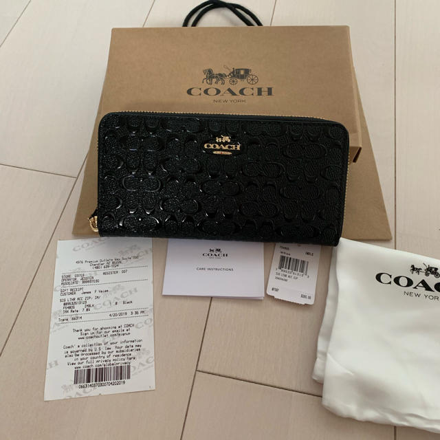 大人気‼️COACHコーチ　長財布　シグネチャー   レザー　ブラック