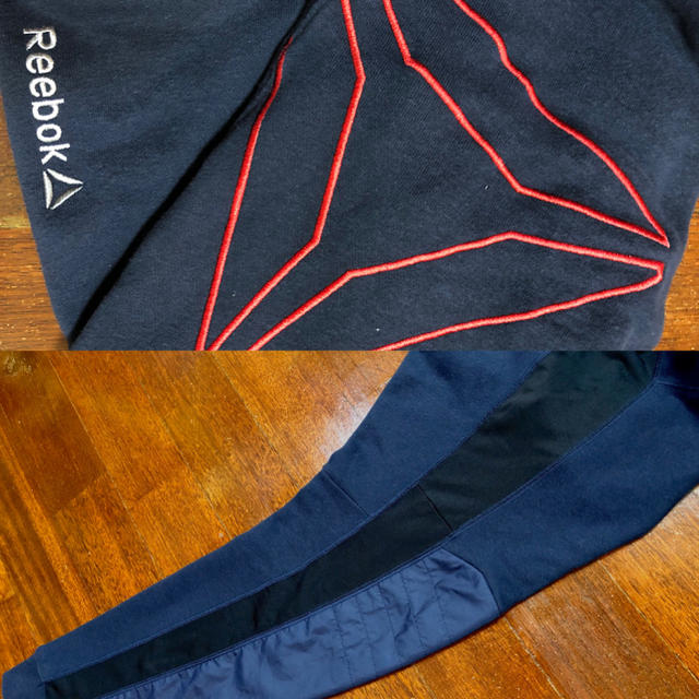 Reebok(リーボック)のリーボック　タイト　スキニー　異素材切替　3Dスエットジョガーパンツ　紺色 メンズのパンツ(その他)の商品写真