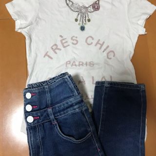 ザラ(ZARA)のALGYデニムパンツ　ZARATシャツ150サイズセット(パンツ/スパッツ)