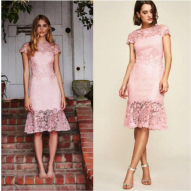 新品タグ付き tadashi shoji プチサイズ レースワンピース ドレス-