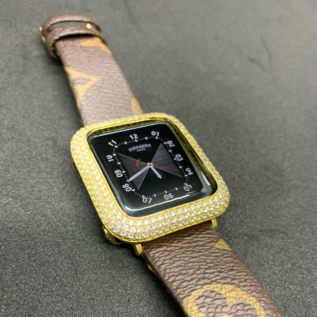Apple watch 38mm用カバーケース ゴールド ジルコニア