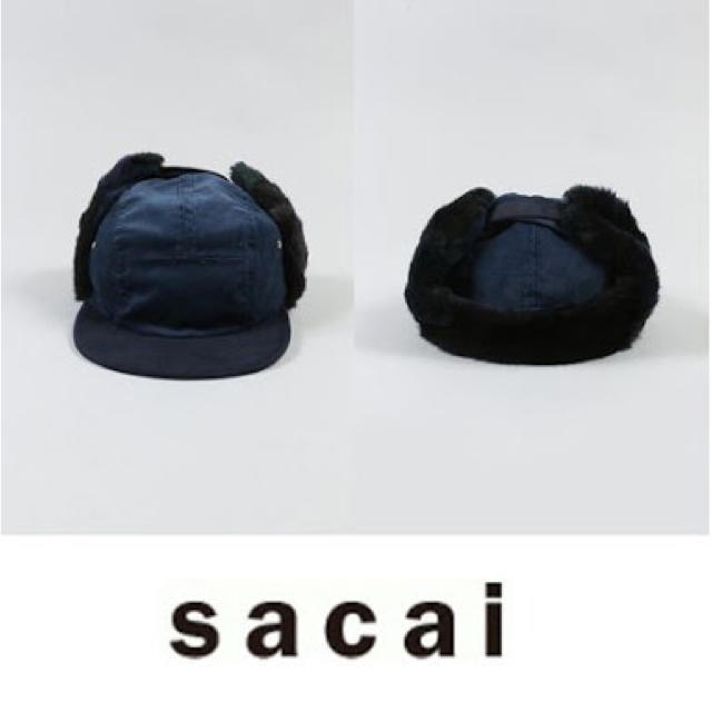 sacai サカイ ファー フライトキャップ コーデュロイ ネイビー