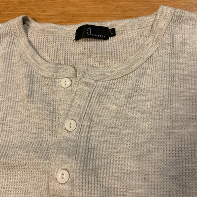 メンズヘンリーサーマル白ボタン切りっぱなしアメカジ西海岸サーフ メンズのトップス(Tシャツ/カットソー(七分/長袖))の商品写真