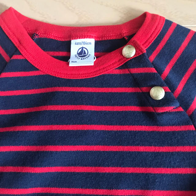 PETIT BATEAU(プチバトー)のプチバトー ボーダーワンピース 4A キッズ/ベビー/マタニティのキッズ服女の子用(90cm~)(ワンピース)の商品写真