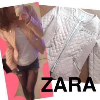 ザラ(ZARA)のザラ ピンク ライダース(ライダースジャケット)