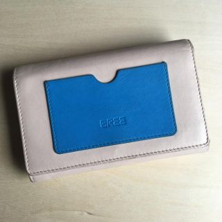 ブリー(BREE)のBREE  財布 三つ折り レザー ベージュ ブルー(財布)