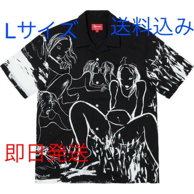 L 黒 Rita Ackermann  Supreme Rayon Shirt