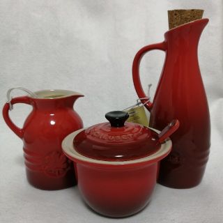 ルクルーゼ(LE CREUSET)の未使用　ル・クルーゼ　チェリーレッド　3点セット(食器)