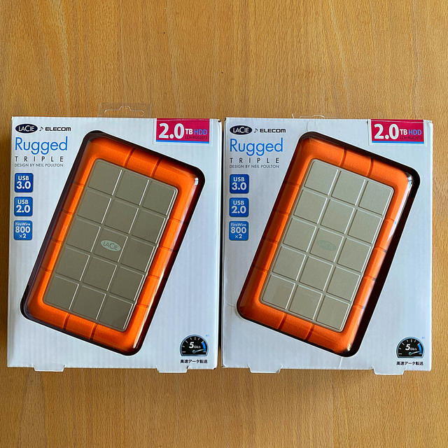 ELECOM(エレコム)のLACIE Rugged triple 外付けHDD 2TB 2個セット スマホ/家電/カメラのPC/タブレット(PC周辺機器)の商品写真