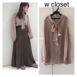 ダブルクローゼット(w closet)の1度使用しました☆ポリボイル2wayボウタイブラウス(シャツ/ブラウス(長袖/七分))