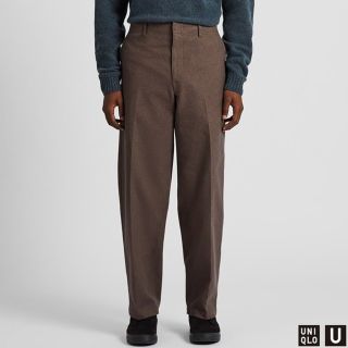 ユニクロ(UNIQLO)のUniqlo-Uワイドフィットストレートパンツ　ブラウン　73cm(スラックス)