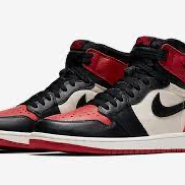 スニーカーAIR JORDAN1 bred toe ジョーダン1 つま赤 つま黒