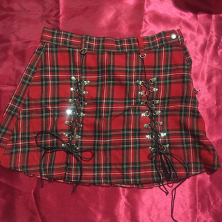 セクシーダイナマイト(SEXY DYNAMITE)の🥀赤チェックパンクスカート(ひざ丈スカート)