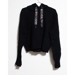 ザラ(ZARA)のZARA ビジューリボン ニット パーカー(パーカー)