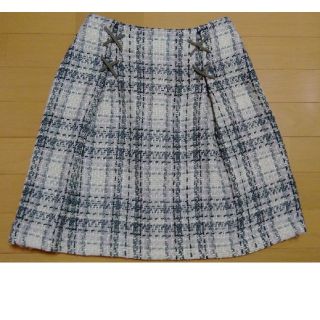 マジェスティックレゴン(MAJESTIC LEGON)の[美品] 編みこみ タータンチェック スカート(ひざ丈スカート)