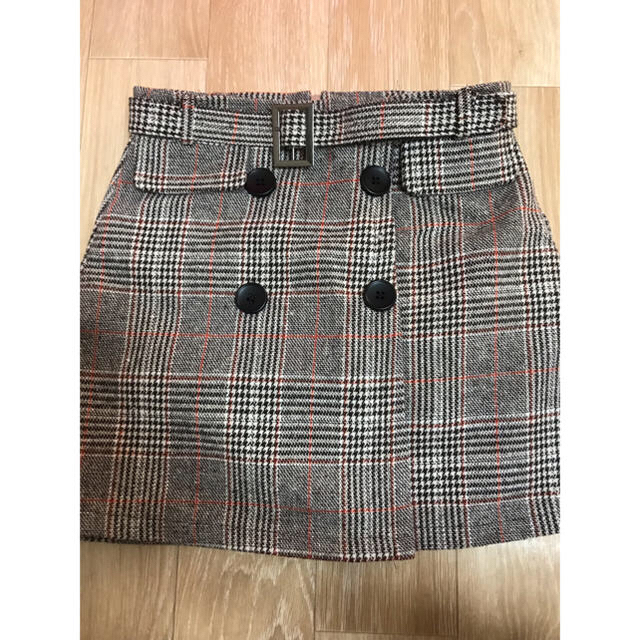 グレンチェック スカート ブラウン レディースのスカート(ミニスカート)の商品写真