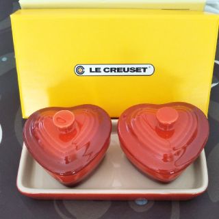 ルクルーゼ(LE CREUSET)の★値下げ★新品未使用ル・クルーゼ　ラムカン　ダムール　フタ付き2個セット★(食器)