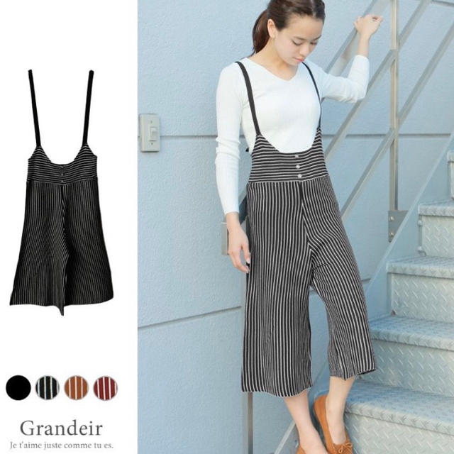 grandeir ニットサロペット レディースのパンツ(サロペット/オーバーオール)の商品写真