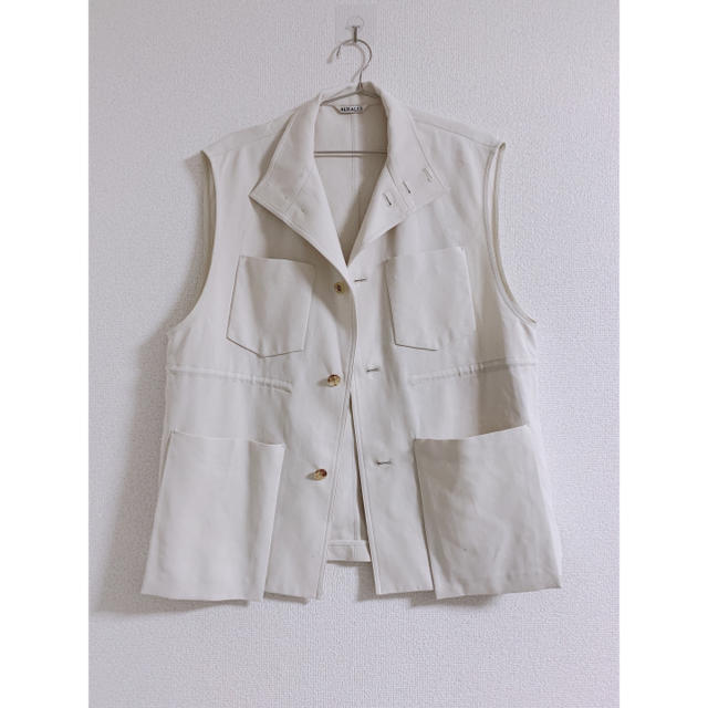 オーラリーHARD TWIST DOUBLE CLOTH VEST WHITE 2