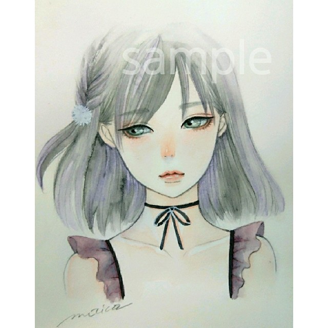 専用 手描きイラスト 原画《 流し目少女 》オリジナル 専用 手描きイラスト 原画《 流し目少女 》オリジナル