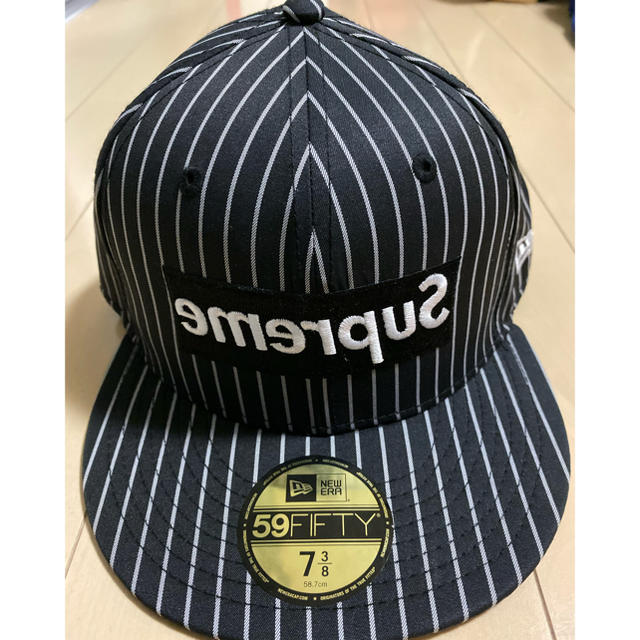 supreme text stripe New Era black 7 3/8-eastgate.mk