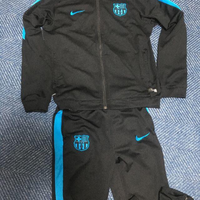NIKE - □バルセロナ ジャージ 上下セット XS相当 黒×水色□の NIKE - □バルセロナ ジャージ 上下セット XS相当 黒×水色□の