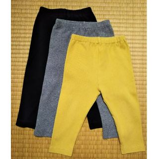 ユニクロ(UNIQLO)のユニクロ ベビー リブレギンス 80 グレー黒イエロー(パンツ)