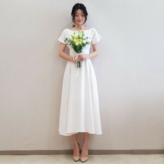 【egreen様専用】結婚式二次会ミモレ丈ウェディングドレス(ウェディングドレス)