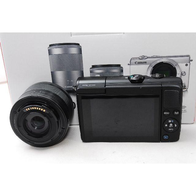 WiFi＆自撮り＆女性人気?Canon EOS M100 レンズキットブラックカメラ ...