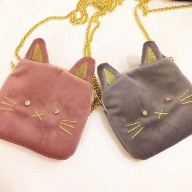 petitNATS❤キッズポシェット 耳ぴょこねこピンク qm17013 キッズ/ベビー/マタニティのこども用バッグ(ポシェット)の商品写真