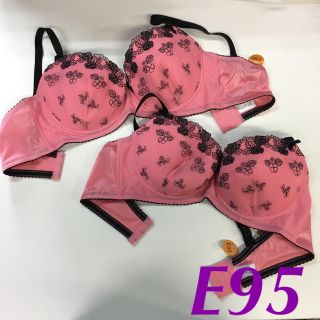 線画調刺繍ブラジャー単品2枚セット  E95(ブラ)