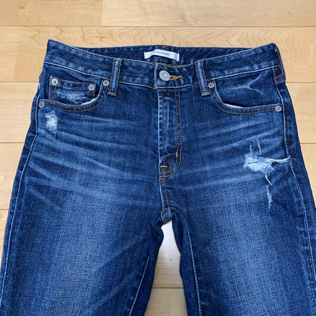 moussy(マウジー)のMOUSSY クロップドクラッシュスキニーデニム size26  RA16 レディースのパンツ(スキニーパンツ)の商品写真