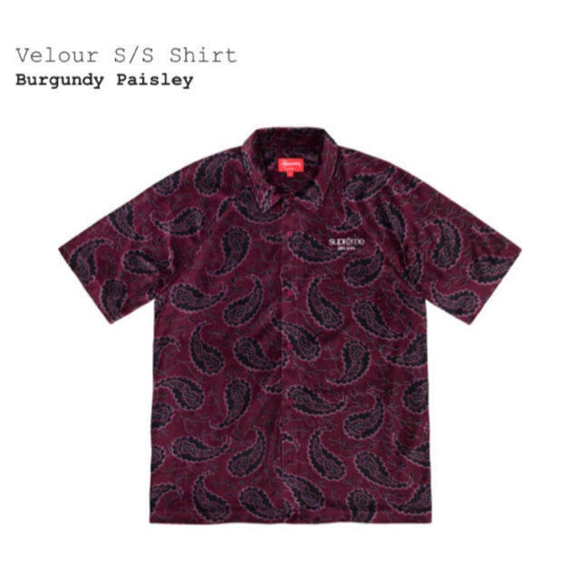 supreme velour シャツ paisley M シュプリーム　バンダナバーガンディペイズリーサイズ