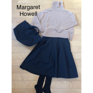 マーガレットハウエル(MARGARET HOWELL)のMargaret Howell ウール混プリーツスカート(ひざ丈スカート)