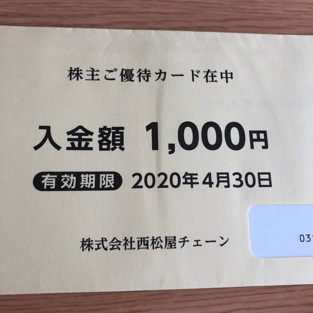 西松屋　株主優待　カード　1000円分 チケットの優待券/割引券(ショッピング)の商品写真