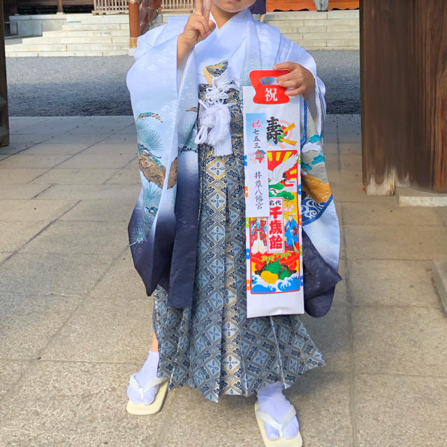 七五三　男の子　５歳　セット　袴 キッズ/ベビー/マタニティのキッズ服男の子用(90cm~)(和服/着物)の商品写真