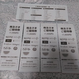 ㈱イオンファンタジー　優待券　4000円(遊園地/テーマパーク)