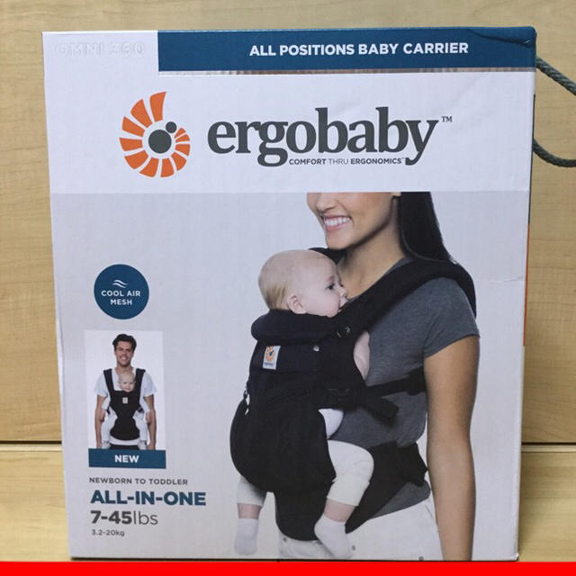 Ergobaby(エルゴベビー)の【新品11月購入】エルゴベビー オムニ 360 クールエア 黒 キッズ/ベビー/マタニティの外出/移動用品(抱っこひも/おんぶひも)の商品写真