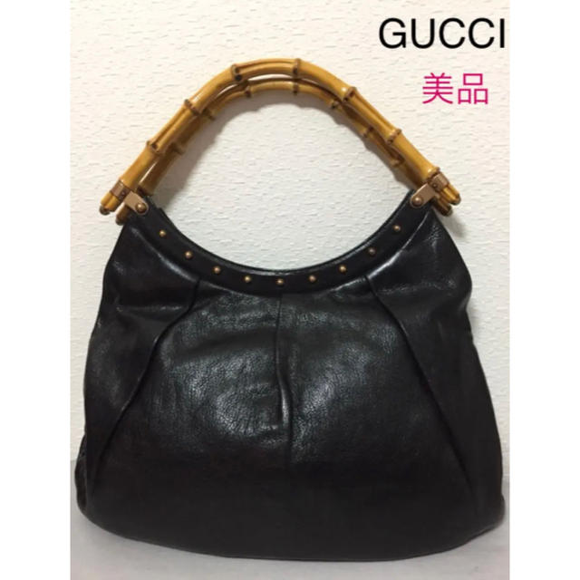 GUCCI バンブー×スタッズ レザーショルダーバッグ 美品 最短発送受付中