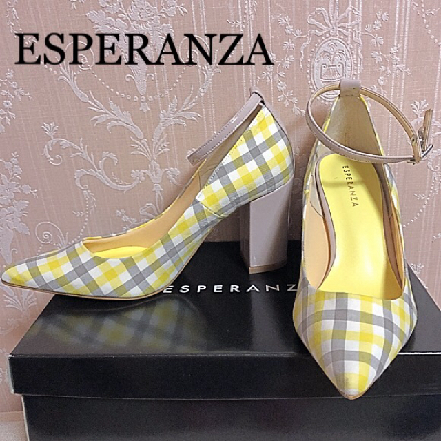 ESPERANZA(エスペランサ)のjoycegrace様専用❗️エスペランサ♡チェックパンプス  イエローミックス レディースの靴/シューズ(ハイヒール/パンプス)の商品写真