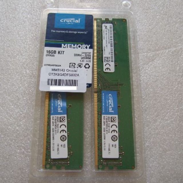 Crucial DDR4-3200 8GB×2枚 計16GB メモリスマホ/家電/カメラ